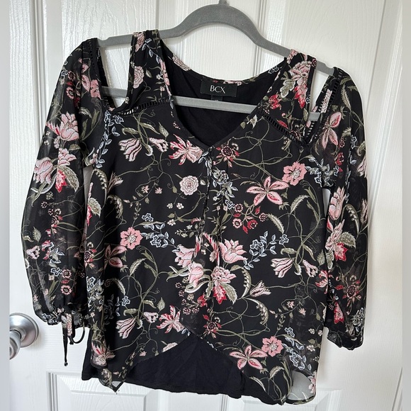 BCX Pink and Orange Asymmetrical Embellished Blouse - Picture 10 of 10